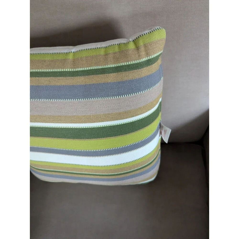 Indoor/Outdoor Sunbrella Fabric Pillow CAROUSEL LIMELITE Stripe 16x16